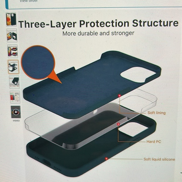 iPhone 12/12PRO case, silky soft silicone, snug fit, midnight green, gently used - Picture 4 of 5